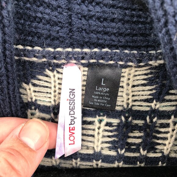 Love by Design open front cardigan sweater Blue southwest pattern southwestern L - Picture 6 of 8